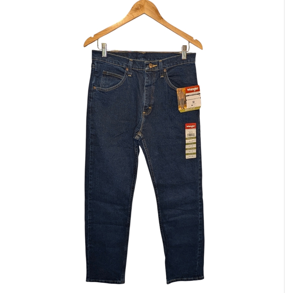 Wrangler Men's Regular Fit Dark Blue Denim Jeans Size 30